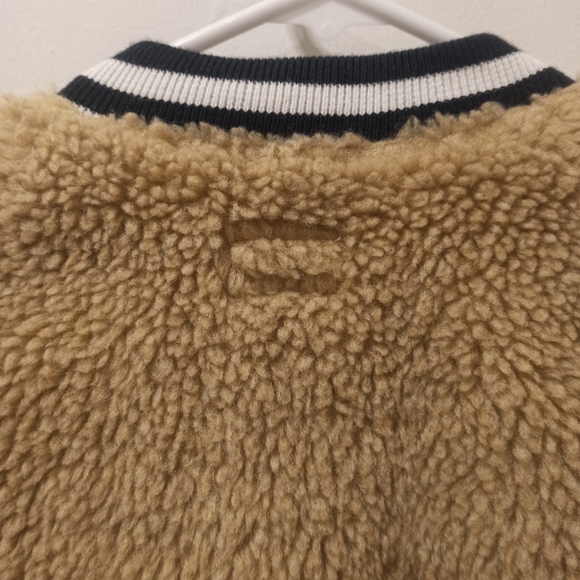 MOTHER Beige Teddy Letterman Snap women's Bomber Jacket in More Than a Feeling - Picture 9 of 16